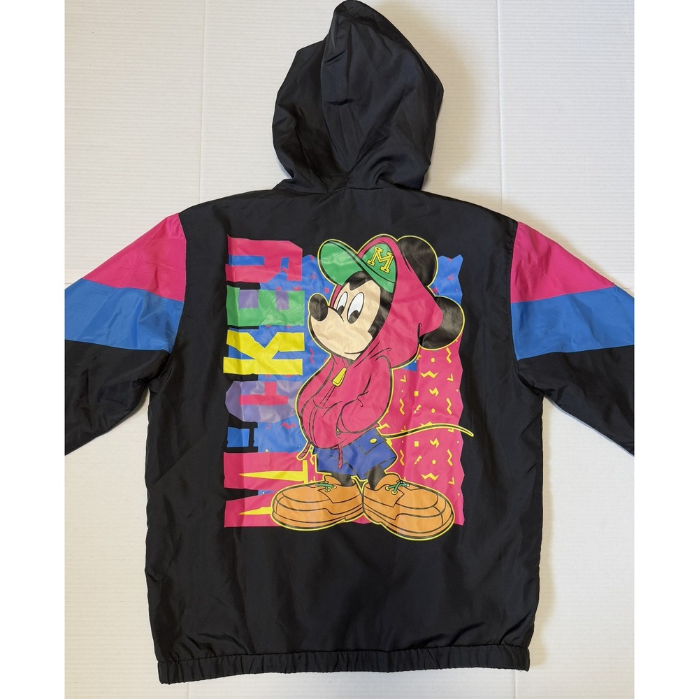 DISNEY MICKEY MOUSE - Men's Vintage Hooded Windbreaker‎ Jacket - Medium